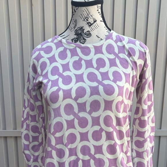 Vintage Coach 100% Cotton Purple and White Monogram C Logo Sweater Top - Picture 7 of 9
